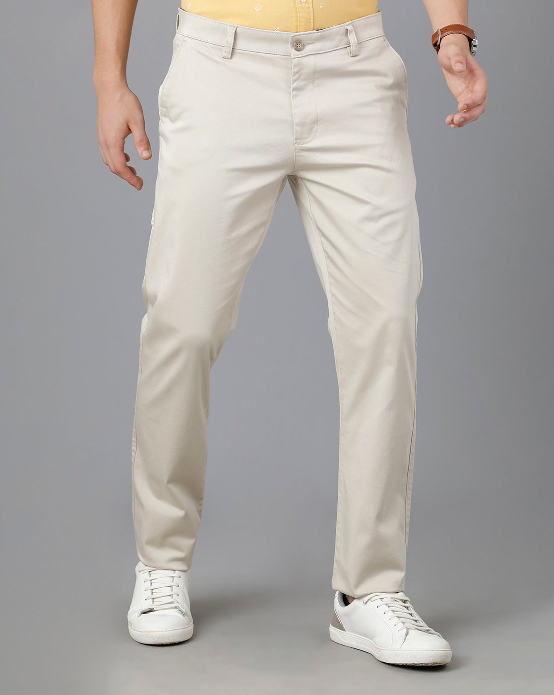 Di Sondrio Off White Stretch Cotton Chino - Custom Fit Pants